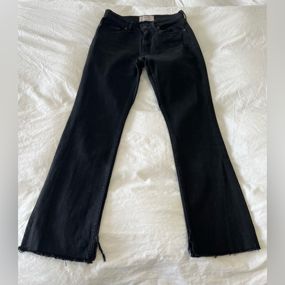 EVERLANE | Women’s SZ 25 | BLACK HIGH -RISE KICK CROP JEANS Raw Hem